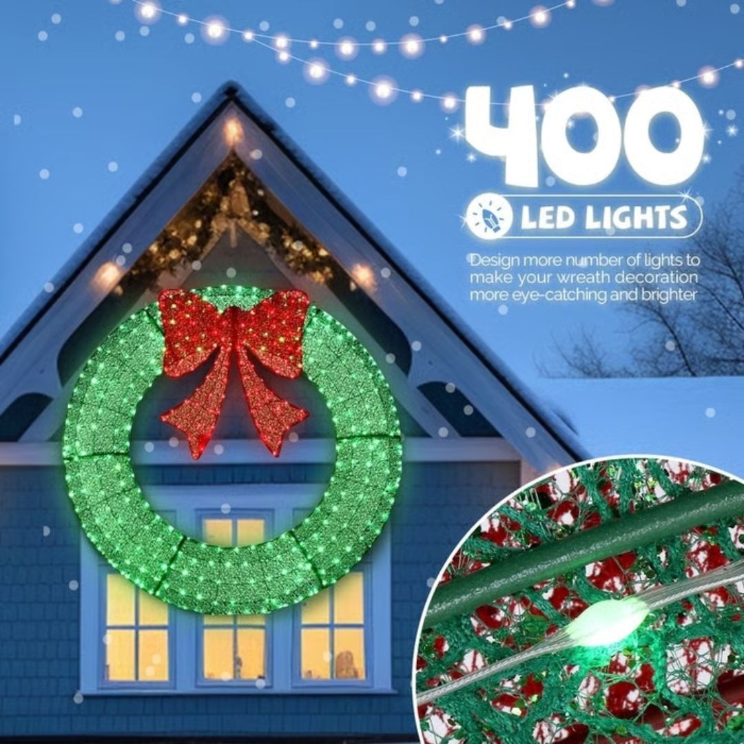 🎄 ​​Sparkle-now Pre-sale!​​ 🎀✨Pre-lit Large Christmas Wreath, Outdoor Christmas Wreath